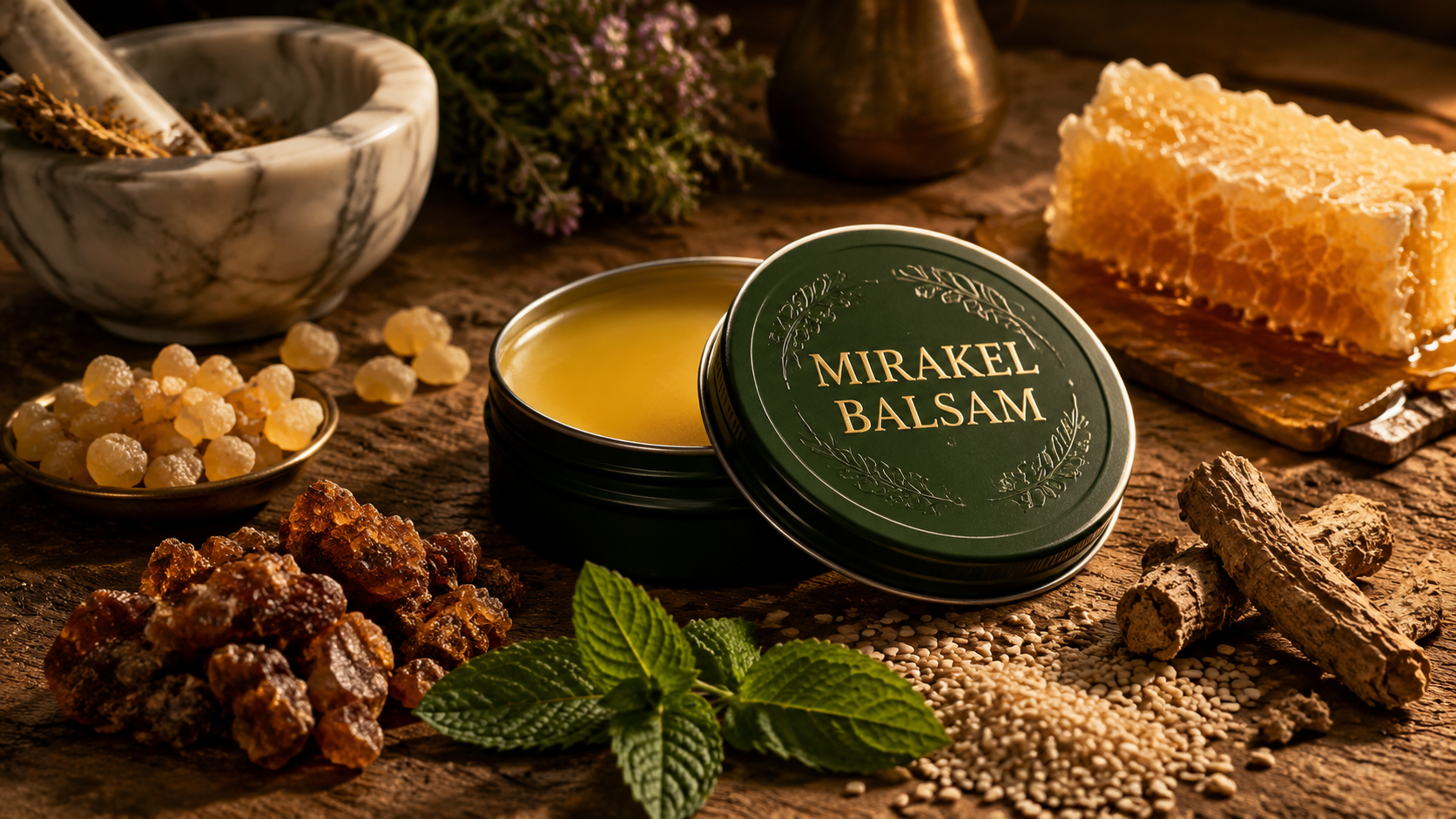Mirakel Balsam Tiegel mit Weihrauch, Myrrhe, Beinwell, Pfefferminze, Bienenwachs